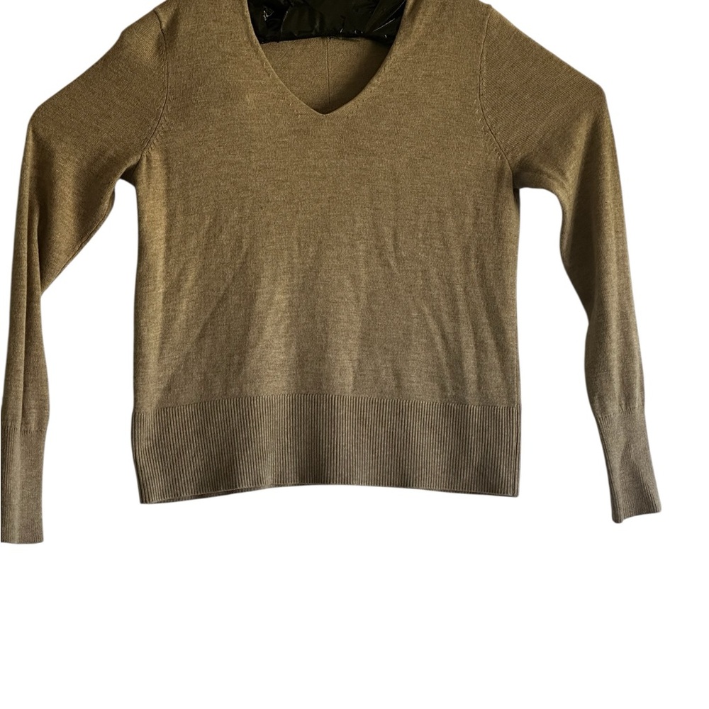 LOFT WOMENS BEIGE V-NECK LONG SLEEVE RIBBED CUFFS SWEATER